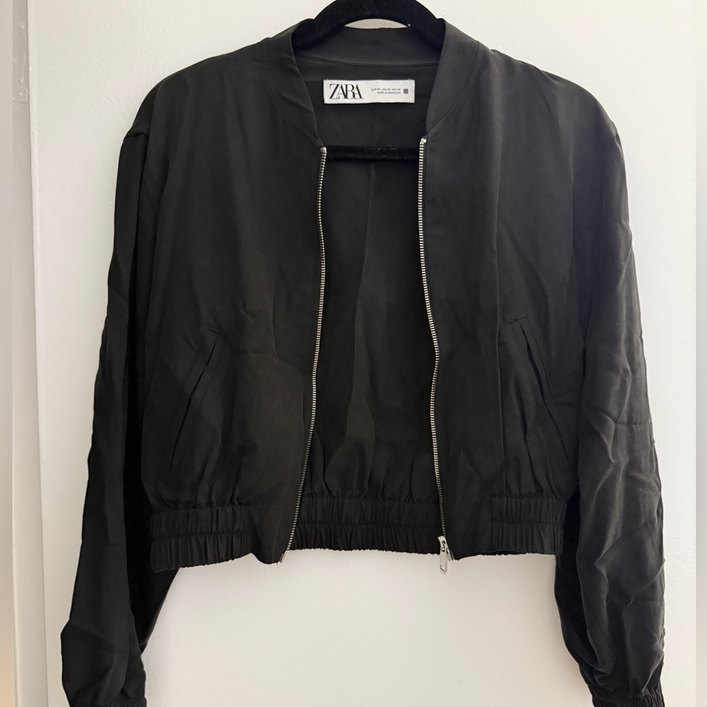 Zara Women's Classic Black Bomber Jacket